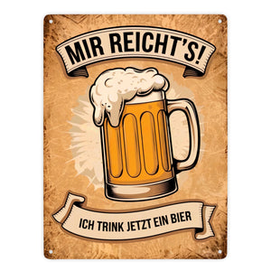 Bierkrug mit Schaumkrone Metallschild in 15x20 cm - Ich trink jetzt ein Bier