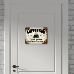 Kaffeebar Metallschild in 15x20 cm im Vintage-Stil