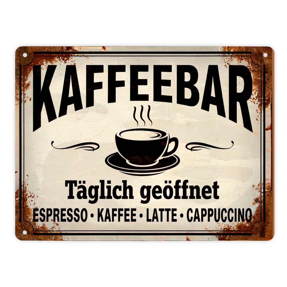 Kaffeebar Metallschild in 15x20 cm im Vintage-Stil