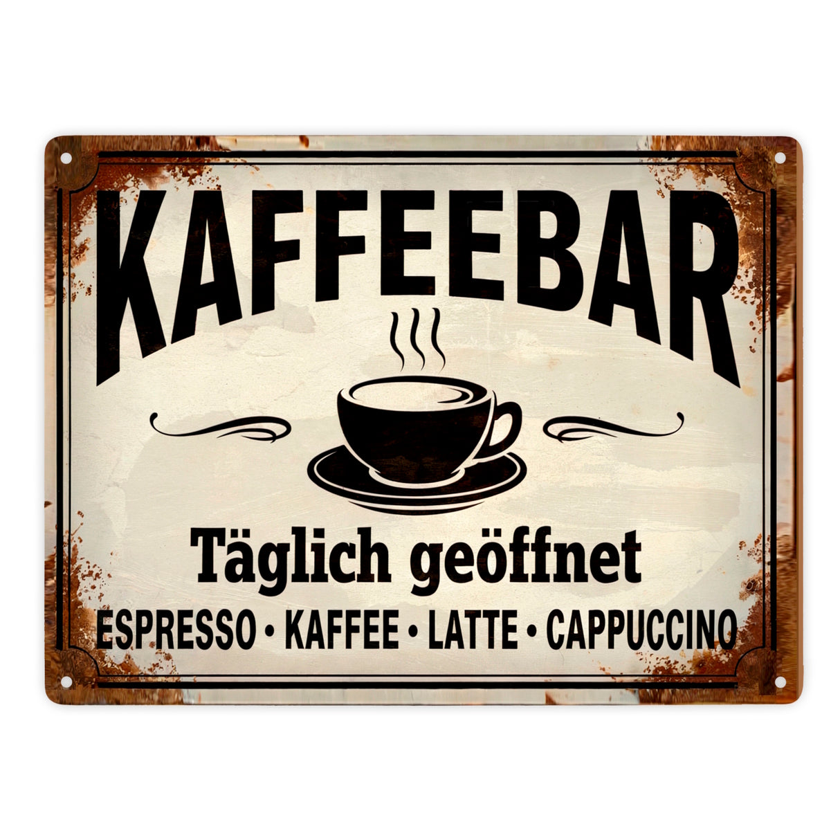 Kaffeebar Metallschild in 15x20 cm im Vintage-Stil