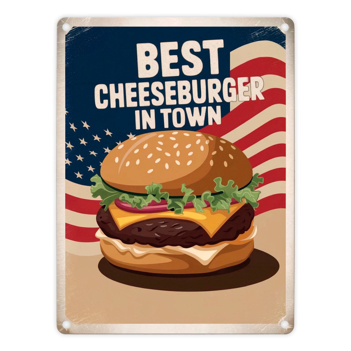 Cheeseburger - Best in Town Metallschild in 15x20 cm