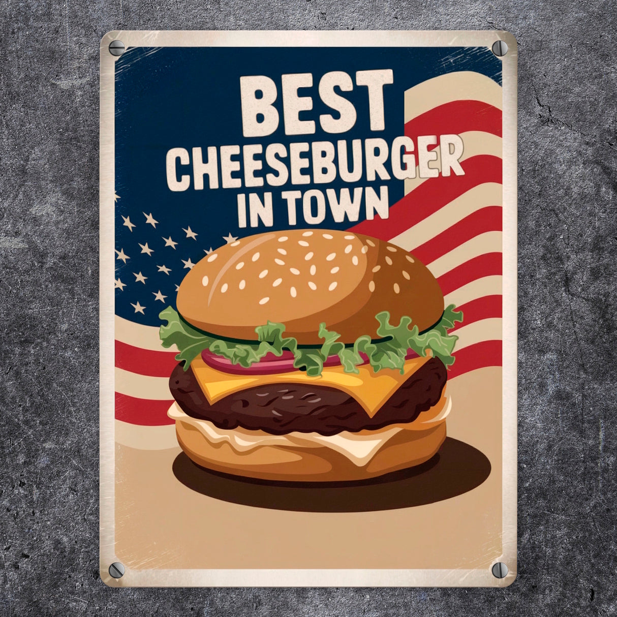 Cheeseburger - Best in Town Metallschild in 15x20 cm