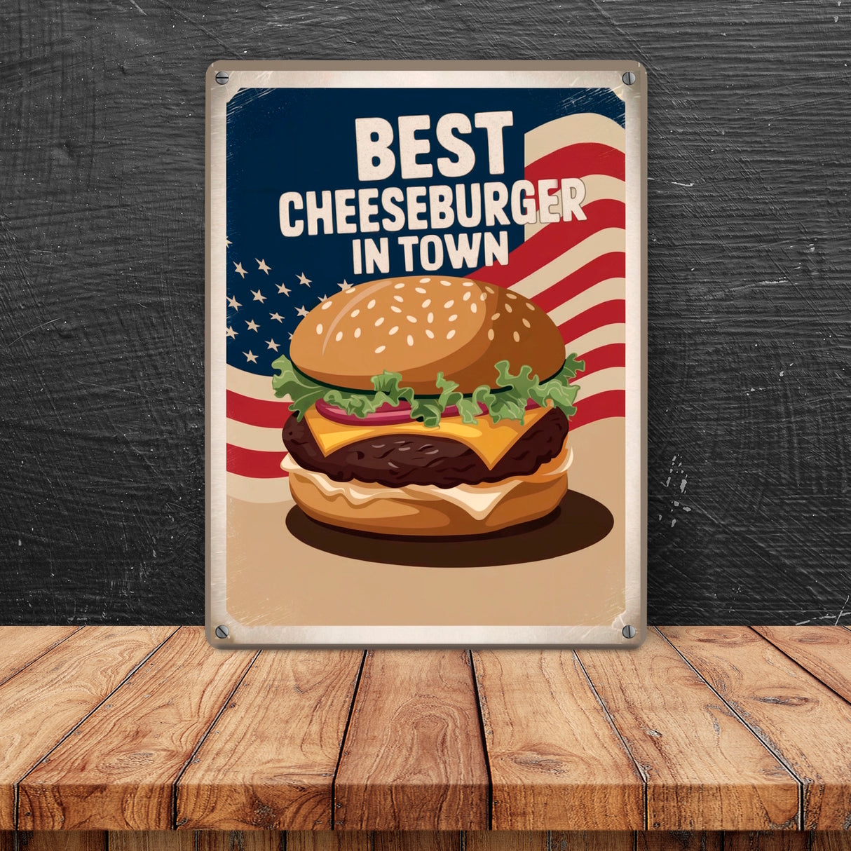 Cheeseburger - Best in Town Metallschild in 15x20 cm