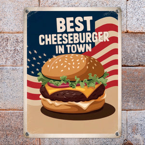 Cheeseburger - Best in Town Metallschild in 15x20 cm