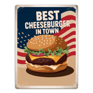 Cheeseburger - Best in Town Metallschild in 15x20 cm