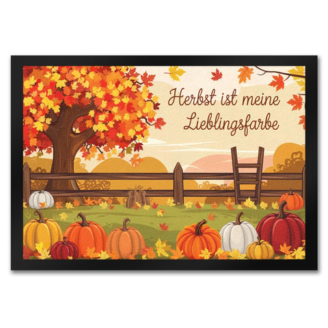 Herbstliche Landschaft mit Kürbissen Fußmatte in 35x50 cm - Herbst ist Lieblingsfarbe