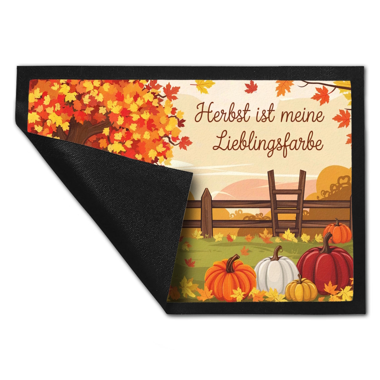 Herbstliche Landschaft mit Kürbissen Fußmatte in 35x50 cm - Herbst ist Lieblingsfarbe