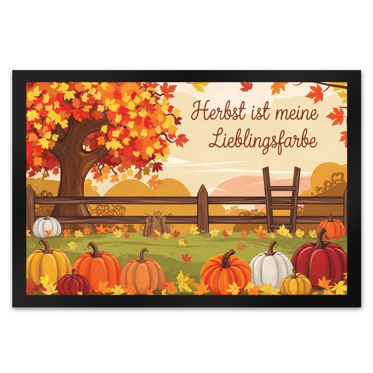 Herbstliche Landschaft mit Kürbissen Fußmatte in 35x50 cm - Herbst ist Lieblingsfarbe