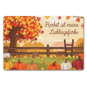 Herbstliche Landschaft mit Kürbissen Fußmatte in 35x50 cm ohne Rand - Herbst ist Lieblingsfarbe