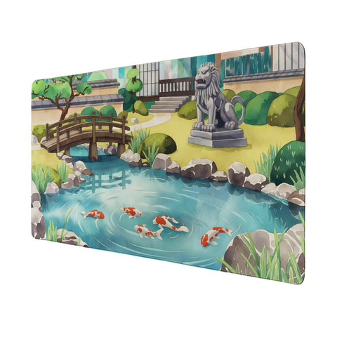 Japanischer Garten mit Koi-Fischen Schreibtischunterlage 69x31cm XXL Mauspad - Entspannung und Eleganz für Ihren Arbeitsplatz