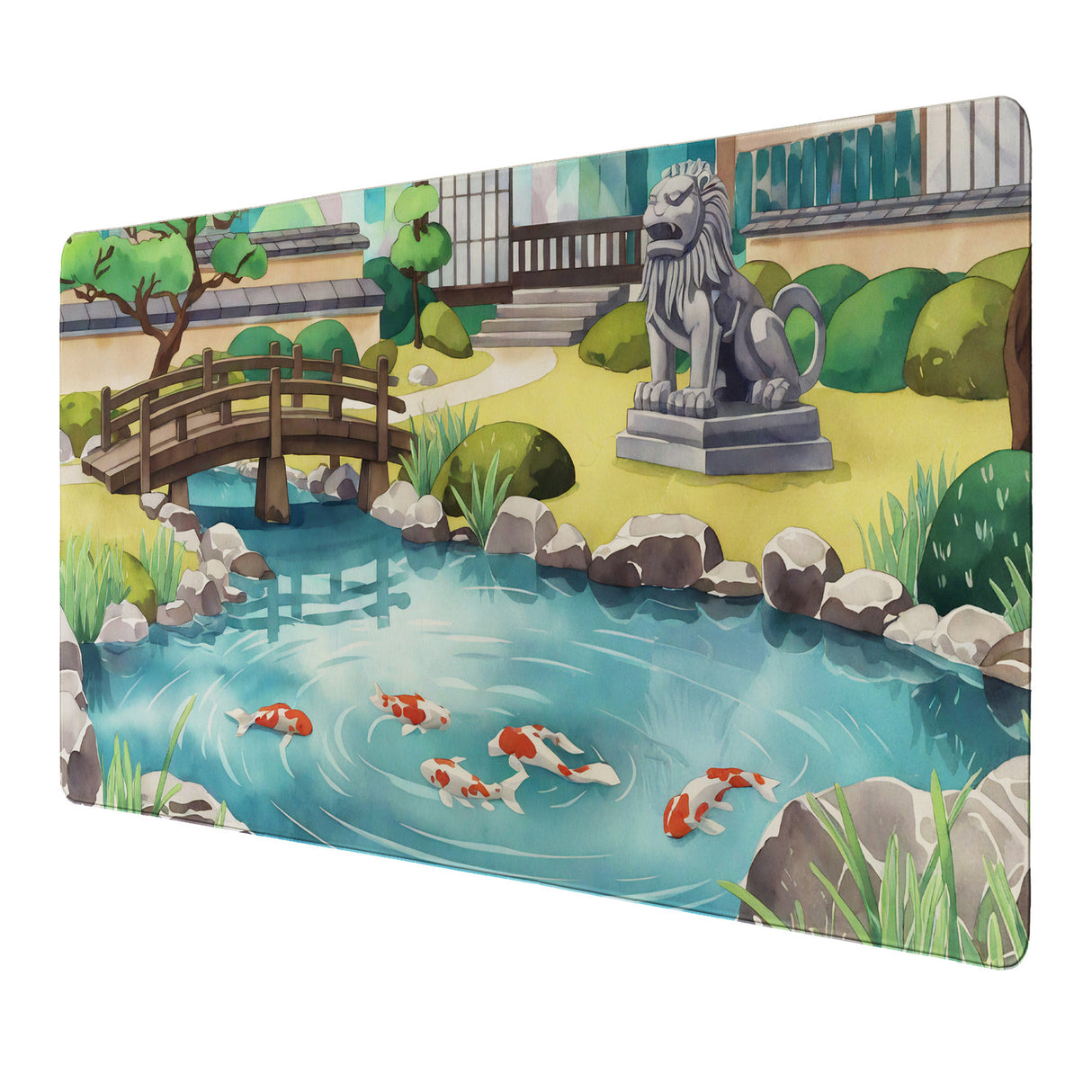 Japanischer Garten mit Koi-Fischen Schreibtischunterlage 69x31cm XXL Mauspad - Entspannung und Eleganz für Ihren Arbeitsplatz