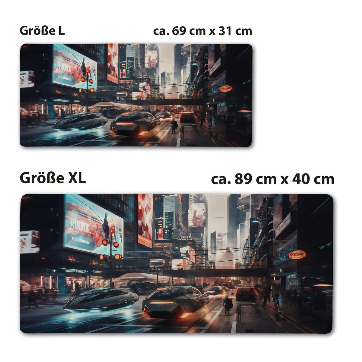 Futuristische Stadt Schreibtischunterlage 69x31cm XXL Mauspad - Gamer Pad