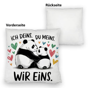 Zwei Pandas mit Herzen Kissen - Ich deins Du meins