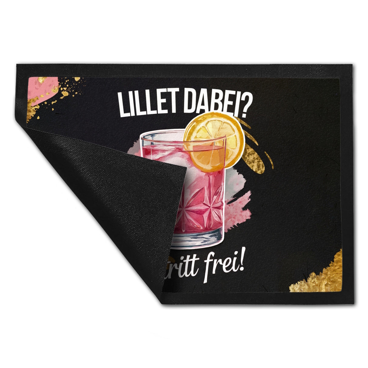 Glas mit pinkem Cocktail Fußmatte in 35x50 cm - Lillet dabei? Eintritt frei!