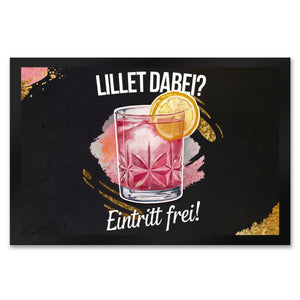 Glas mit pinkem Cocktail Fußmatte in 35x50 cm - Lillet dabei? Eintritt frei!