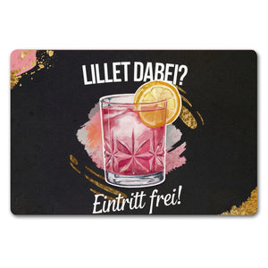 Glas mit pinkem Cocktail Fußmatte in 35x50 cm ohne Rand - Lillet dabei? Eintritt frei!