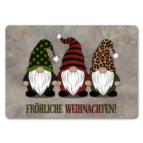 Drei Wichtel - Fröhliche Weihnachten Fußmatte in 35x50 cm ohne Rand