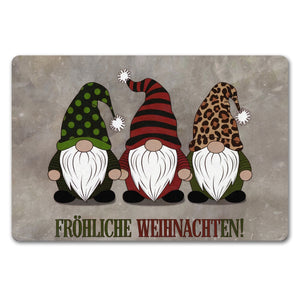 Drei Wichtel - Fröhliche Weihnachten Fußmatte in 35x50 cm ohne Rand