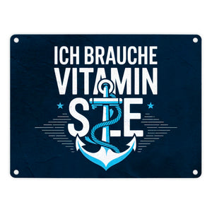 Ich brauche Vitamin See Metallschild in 15x20 cm mit Anker