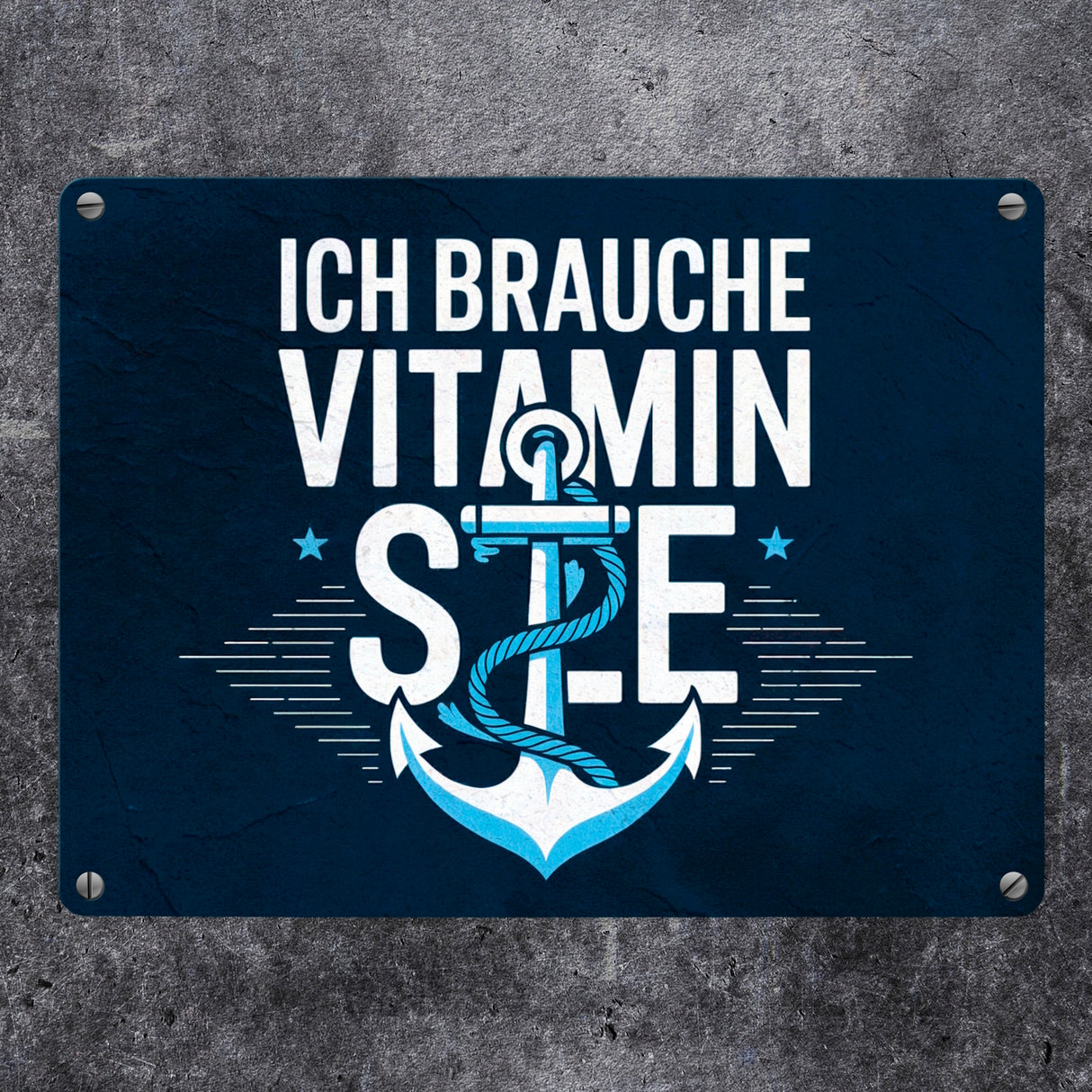 Ich brauche Vitamin See Metallschild in 15x20 cm mit Anker