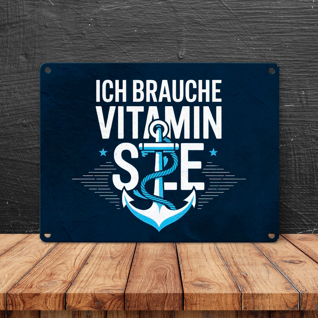 Ich brauche Vitamin See Metallschild in 15x20 cm mit Anker