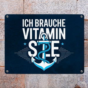 Ich brauche Vitamin See Metallschild in 15x20 cm mit Anker