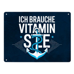 Ich brauche Vitamin See Metallschild in 15x20 cm mit Anker