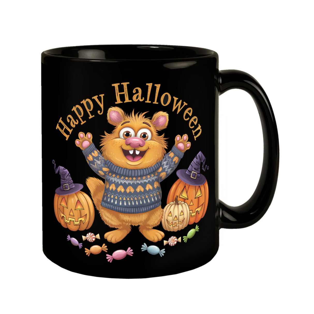 Happy Halloween Bär mit Pullover Tasse