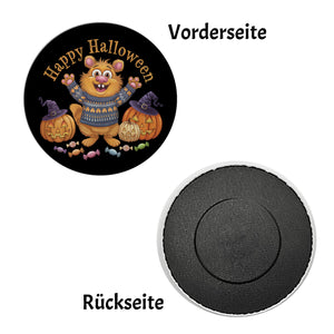 Happy Halloween Bär mit Pullover Magnet rund