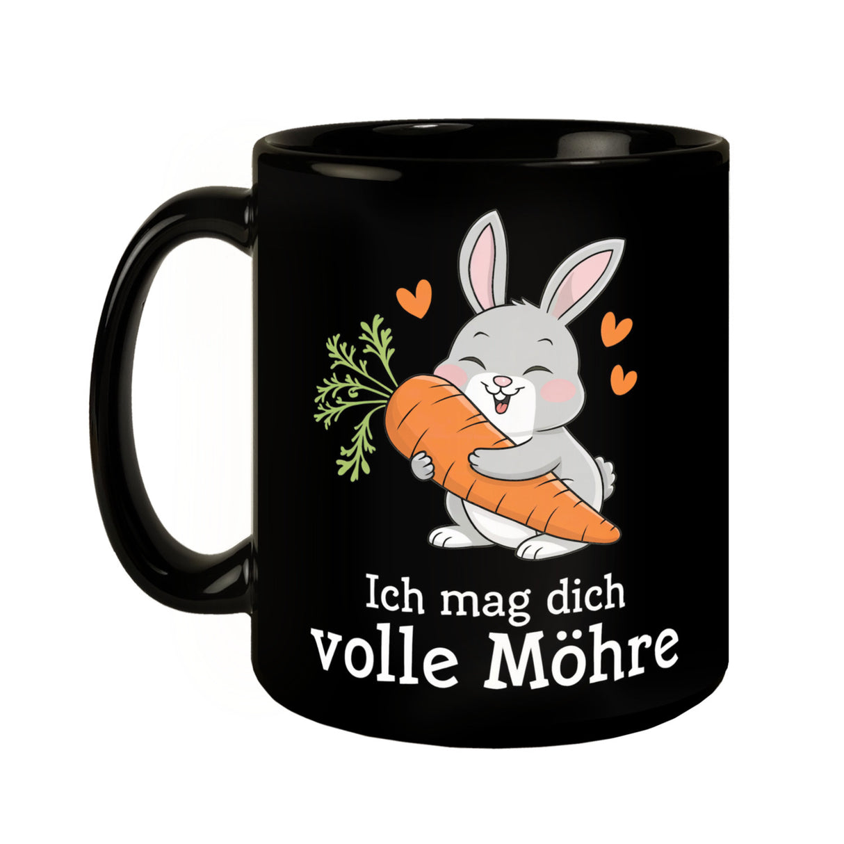 Graues Kaninchen mit Karotte Tasse - Ich mag dich volle Möhre