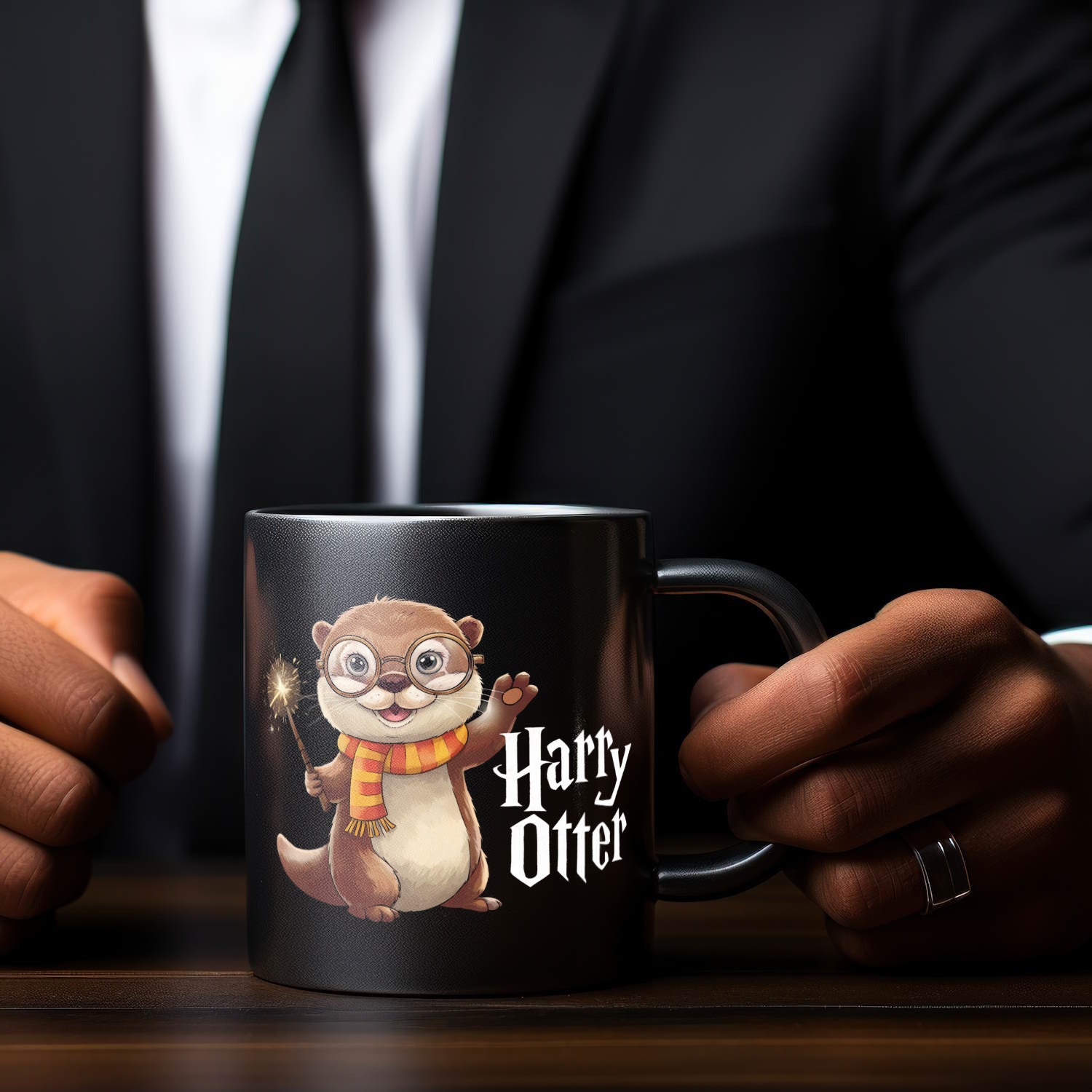 Harry Otter Kaffeebecher – 300 Ml, Keramik, Mit Zauberstab-Motiv, Für Zauber- & Tierfans