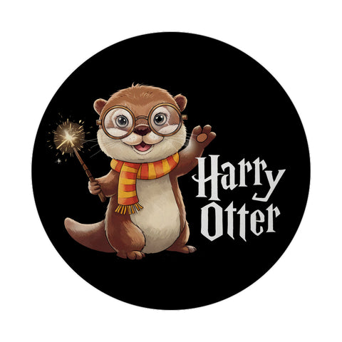 Niedlicher Otter mit Zauberstab Magnet rund - Harry Otter