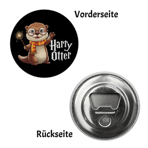 Niedlicher Otter mit Zauberstab Magnet rund - Harry Otter