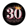 30 mit Krone Magnet rund mit Spruch Birthday Queen