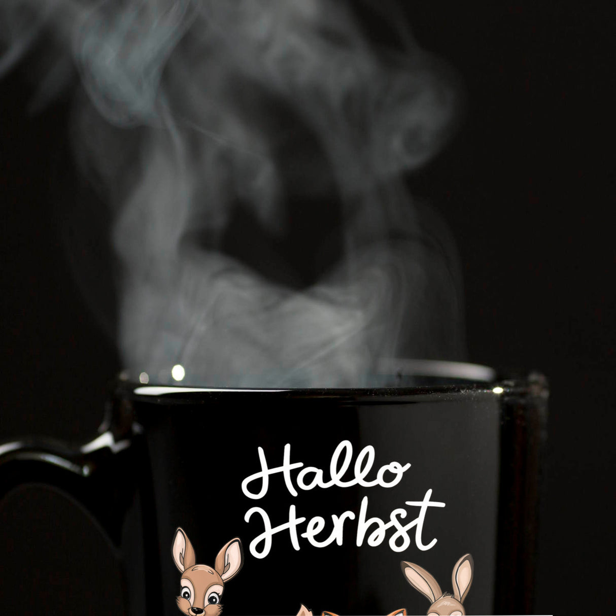 Hallo Herbst Tasse - Herbstliche Waldszene mit Tieren