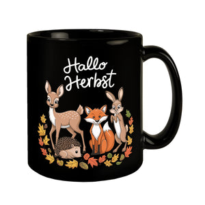 Hallo Herbst Tasse - Herbstliche Waldszene mit Tieren