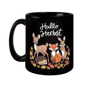 Hallo Herbst Tasse - Herbstliche Waldszene mit Tieren