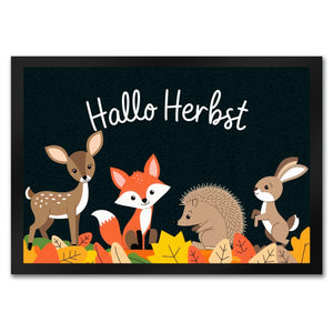 Tiere des Waldes - Hallo Herbst - Fußmatte in 35x50 cm