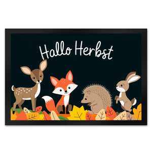 Tiere des Waldes - Hallo Herbst - Fußmatte in 35x50 cm