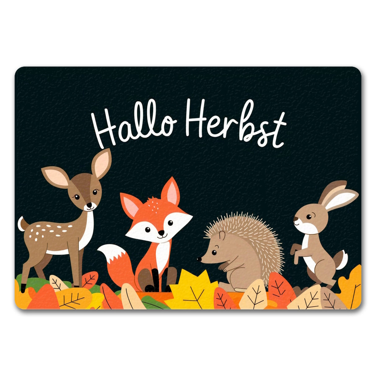 Tiere des Waldes - Hallo Herbst - Fußmatte in 35x50 cm ohne Rand