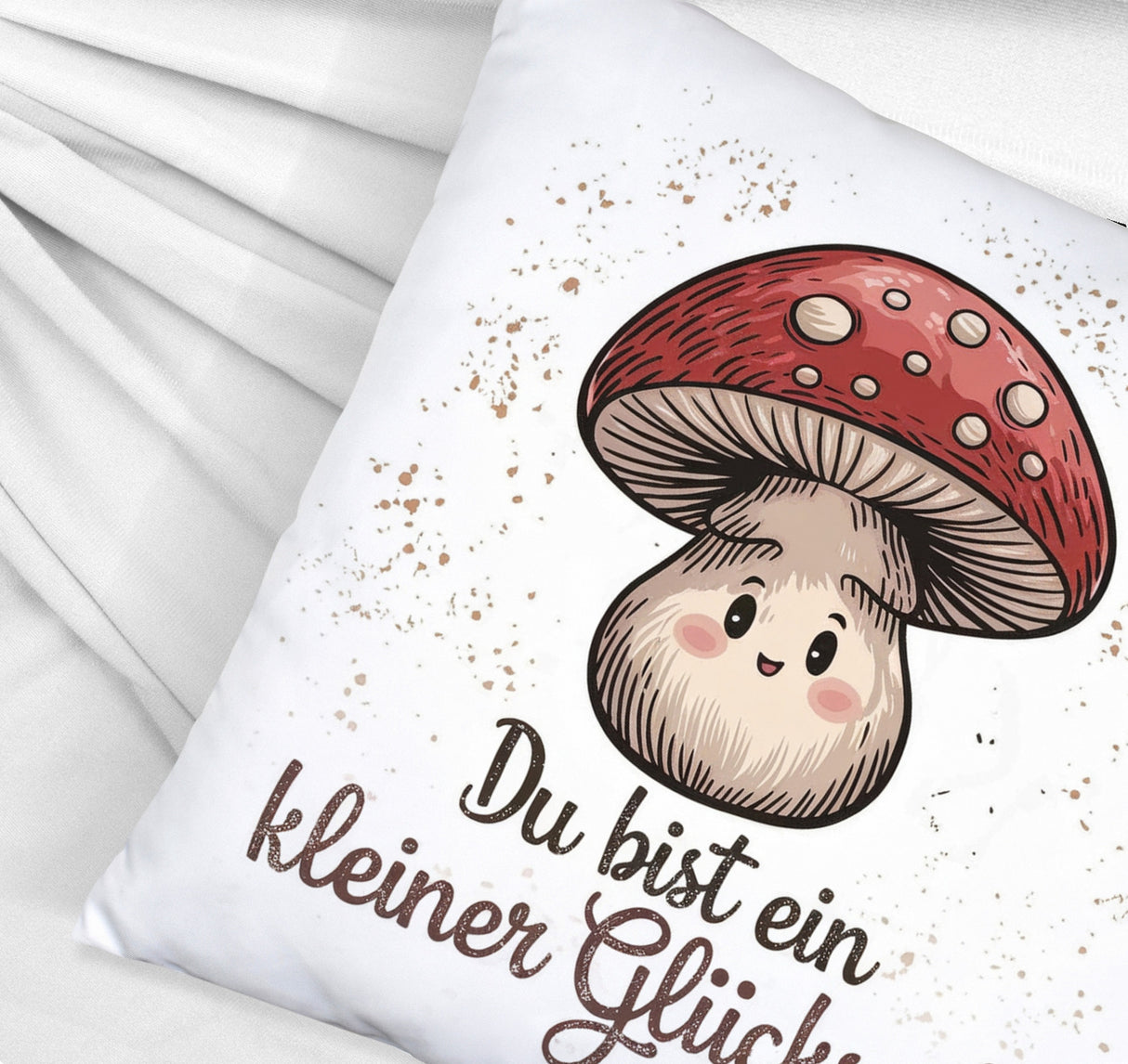 Pilz mit Gesicht - Glückspilz Kissen