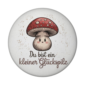 Pilz mit Gesicht Magnet rund - Glückspilz