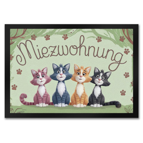 Vier farbige Katzen - Miezwohnung Fußmatte in 35x50 cm