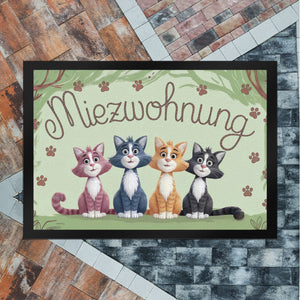 Vier farbige Katzen - Miezwohnung Fußmatte in 35x50 cm