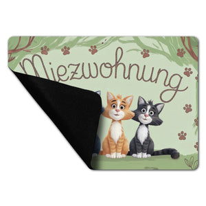 Vier farbige Katzen - Miezwohnung Fußmatte in 35x50 cm ohne Rand