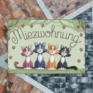 Vier farbige Katzen - Miezwohnung Fußmatte in 35x50 cm ohne Rand