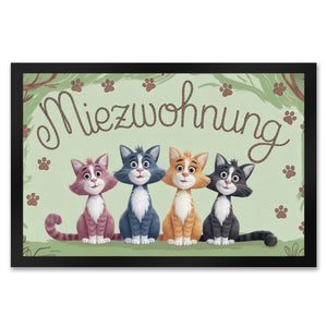 Vier farbige Katzen - Miezwohnung Fußmatte in 35x50 cm