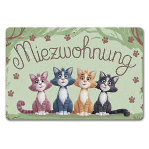 Vier farbige Katzen - Miezwohnung Fußmatte in 35x50 cm ohne Rand