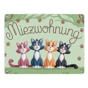 Vier farbige Katzen - Miezwohnung Metallschild in 15x20 cm