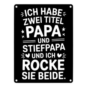 Papa und Stiefpapa Metallschild in 15x20 cm